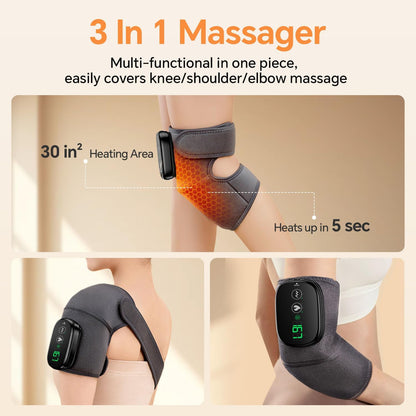 Foot Massager with Heat, Knee Shoulder Elbow 3-In-1 Feet Massager, Heated Knee Massager, Shoulder Massager with Heat Vibration, 210 Mins Battery, Cordless Portable, Touchscreen Control