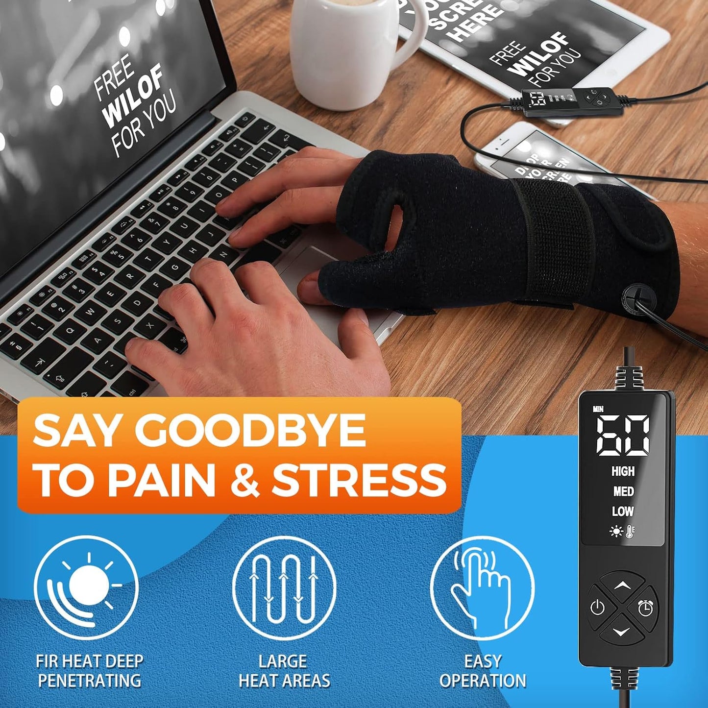 Wrist Thumb Brace Heating Pad for Arthritis and Carpal Tunnel Relief, Hand Heating Pad for Sprains Trigger Thumb, Tendonitis Pain Relief - Left Right Hand (S/M)