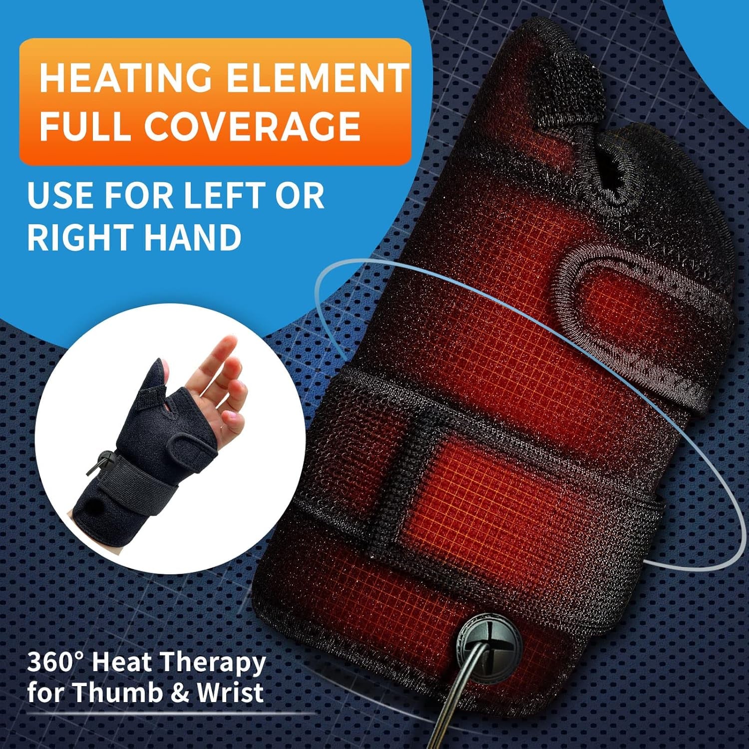 Wrist Thumb Brace Heating Pad for Arthritis and Carpal Tunnel Relief, Hand Heating Pad for Sprains Trigger Thumb, Tendonitis Pain Relief - Left Right Hand (S/M)