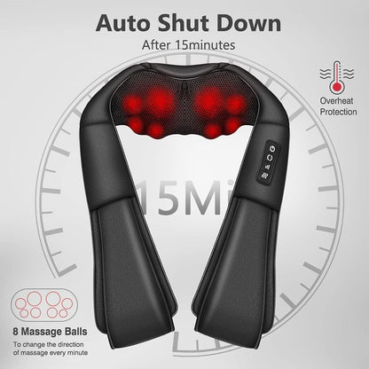 Neck Massager with Heat, Shiatsu Massager for Neck, Back, Shoulder, Foot and Leg, Deep Tissue 3D Kneading Massager for Relax Muscles at Home and Offie,Neck Massager for Women and Men